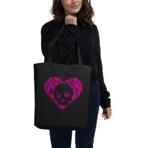 Bolso ecológico corazón calavera cebra rosa