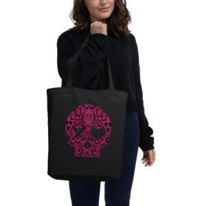 Bolso ecológico calavera serpiente rosa