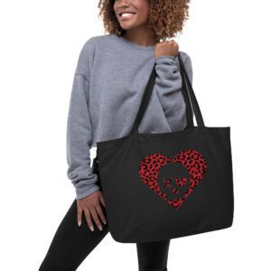 Bolso ecológico grande corazón calavera leopardo rojo