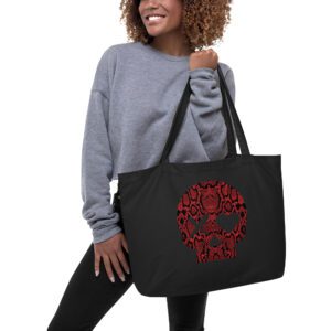 Bolso ecológico grande calavera serpiente roja