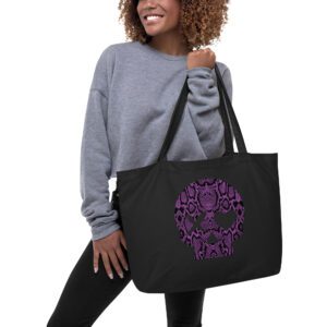 Bolso ecológico grande calavera serpiente morada