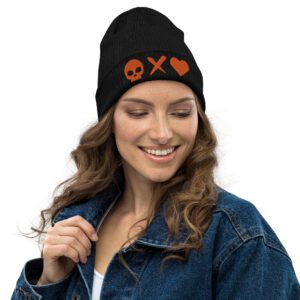 Gorro calavera x corazón naranja