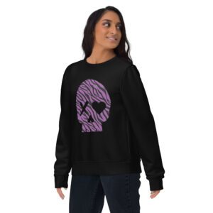 Sudadera unisex calavera cebra morada
