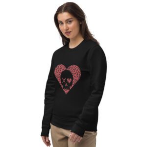 Sudadera unisex corazón calavera leopardo rojo