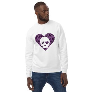 Sudadera unisex corazón calavera leopardo morado